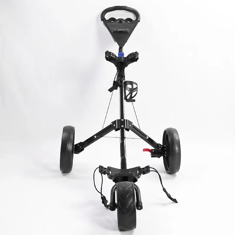 Chariot de golf pliable et léger à 3 roues en aluminium, avec cadre robuste.