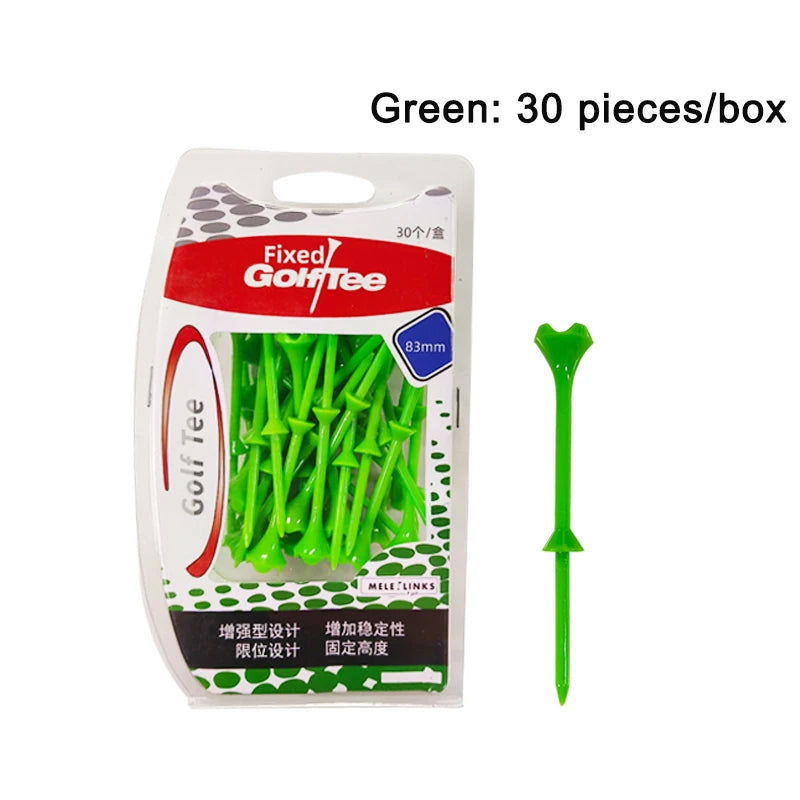 Boîte de 30 tees de golf en plastique, tees de golf à profondeur variable de 83 mm, porte-tees portable avec emballage, accessoires pour golfeurs.