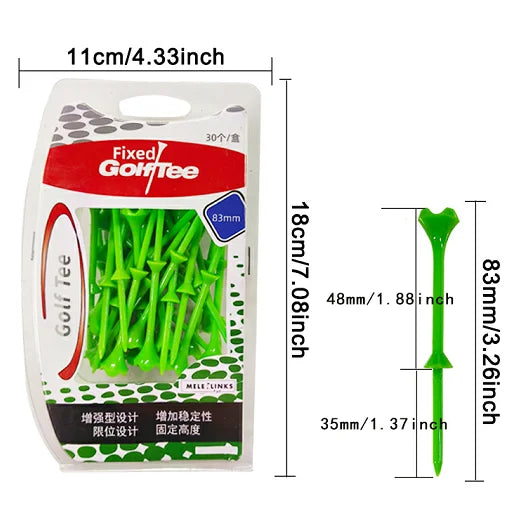 Boîte de 30 tees de golf en plastique, tees de golf à profondeur variable de 83 mm, porte-tees portable avec emballage, accessoires pour golfeurs.