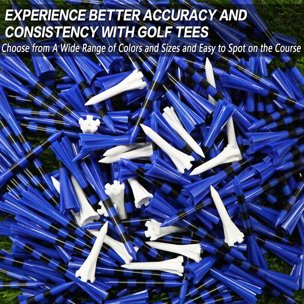 Ensemble de 100 tees de golf en plastique avec système de marquage à 5 pointes : 80 tees pour driver et 20 tees pour fers et hybrides, résistance à faible friction.
