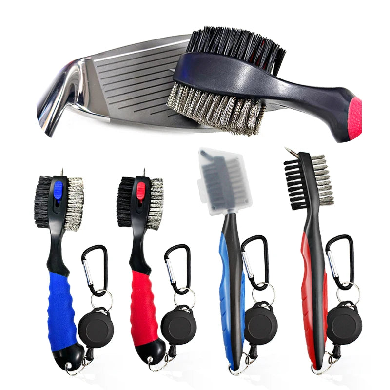 Nettoyeur de clubs de golf, brosse de nettoyage avec mousqueton, affûteur de rainures.