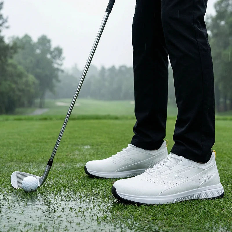 Chaussures de golf pour hommes, imperméables, en cuir de haute qualité, pour la compétition et l'entraînement sur le parcours de golf.