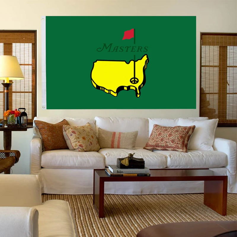 Drapeau de golf Masters en polyester 3x5 pieds et 2x3 pieds, drapeau décoratif pour intérieur et extérieur