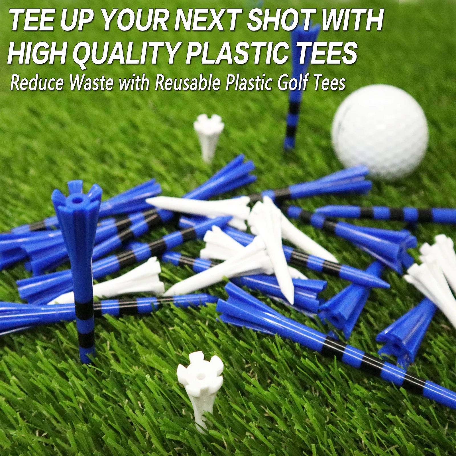 Ensemble de 100 tees de golf en plastique avec système de marquage à 5 pointes : 80 tees pour driver et 20 tees pour fers et hybrides, résistance à faible friction.