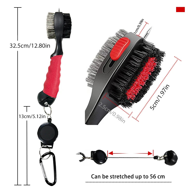 Nettoyeur de clubs de golf, brosse de nettoyage avec mousqueton, affûteur de rainures.