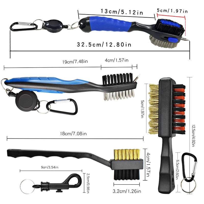 Nettoyeur de clubs de golf, brosse de nettoyage avec mousqueton, affûteur de rainures.