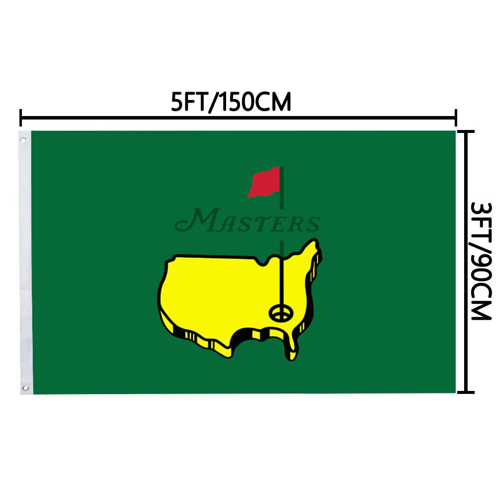 Drapeau de golf Masters en polyester 3x5 pieds et 2x3 pieds, drapeau décoratif pour intérieur et extérieur