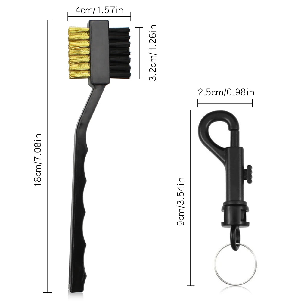 Nettoyeur de clubs de golf, brosse de nettoyage avec mousqueton, affûteur de rainures.