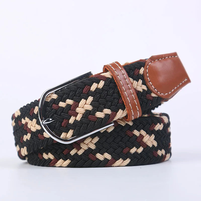 Ceinture unisexe en tissu élastique tressée.