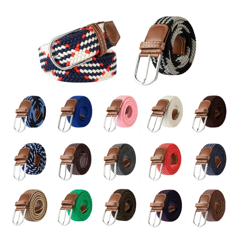 Ceinture unisexe en tissu élastique tressée.