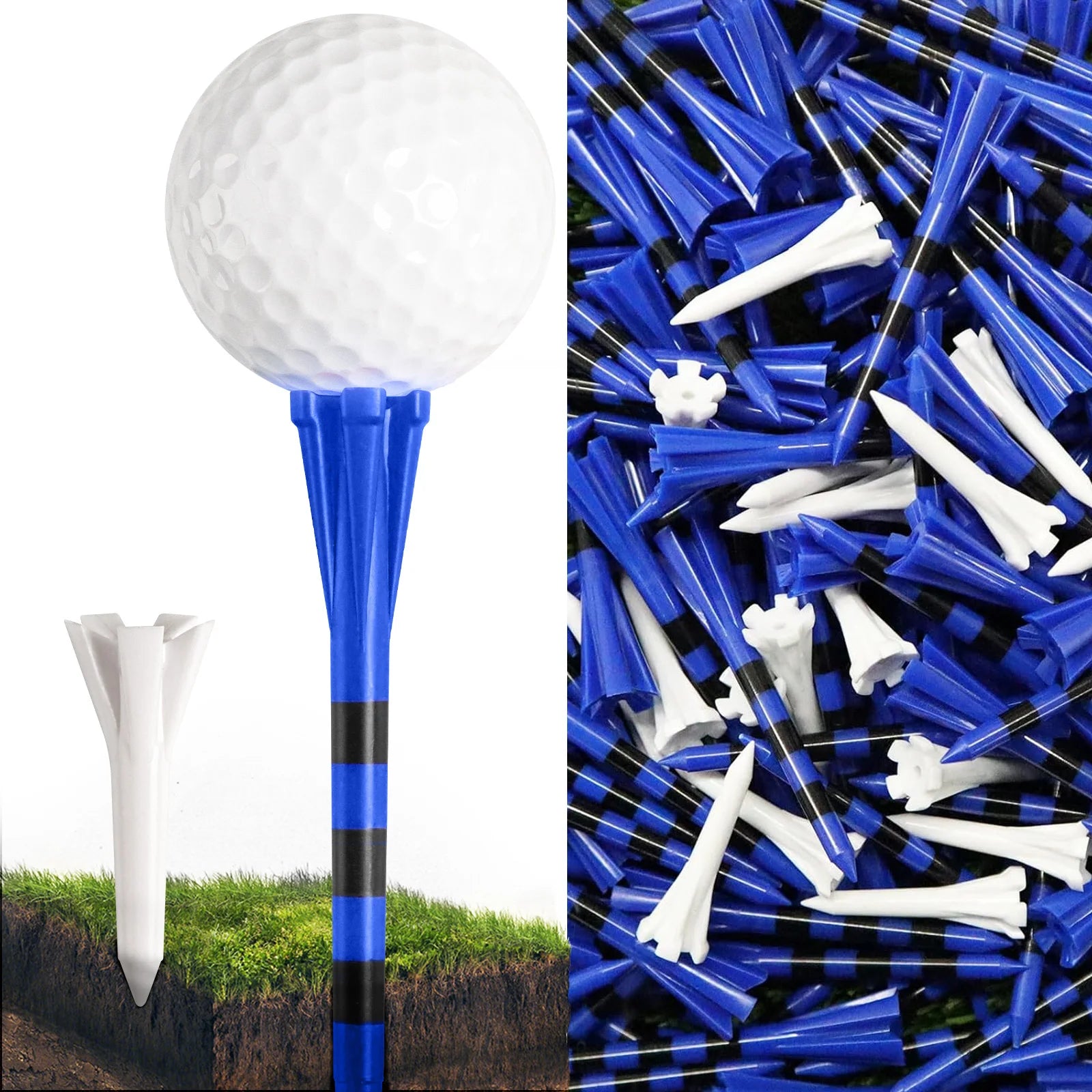 Ensemble de 100 tees de golf en plastique avec système de marquage à 5 pointes : 80 tees pour driver et 20 tees pour fers et hybrides, résistance à faible friction.