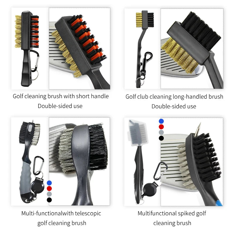 Nettoyeur de clubs de golf, brosse de nettoyage avec mousqueton, affûteur de rainures.