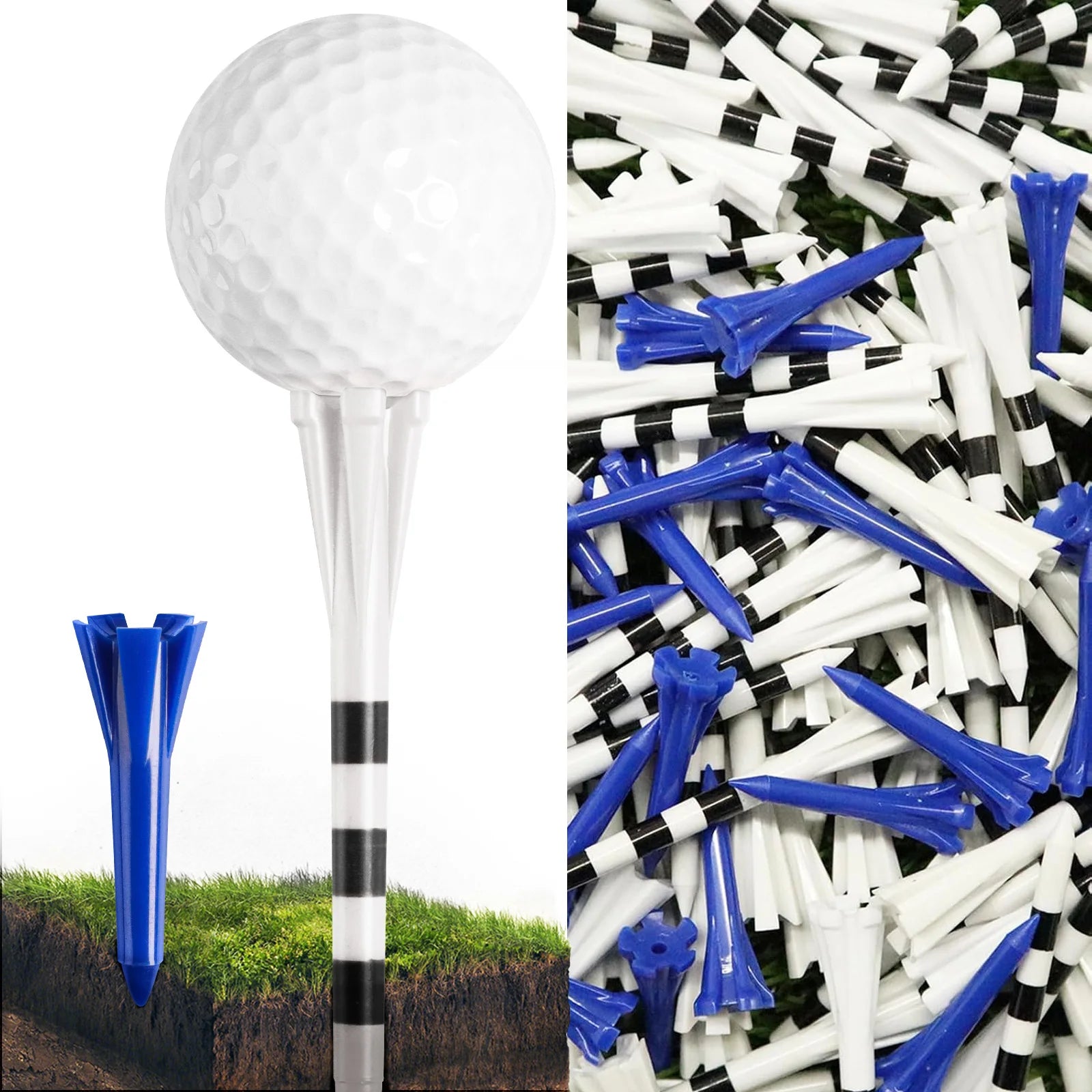 Ensemble de 100 tees de golf en plastique avec système de marquage à 5 pointes : 80 tees pour driver et 20 tees pour fers et hybrides, résistance à faible friction.